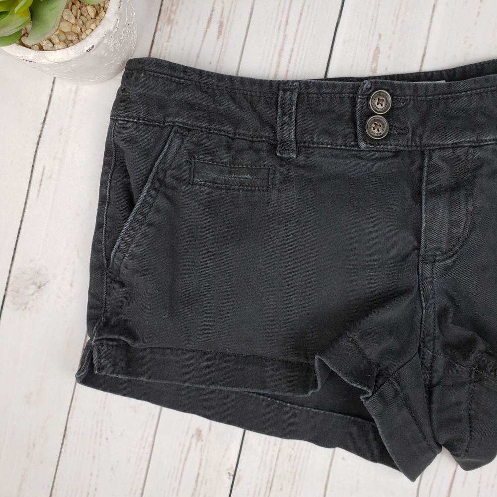 American Eagle Black Stretch 2 Button Shorts
